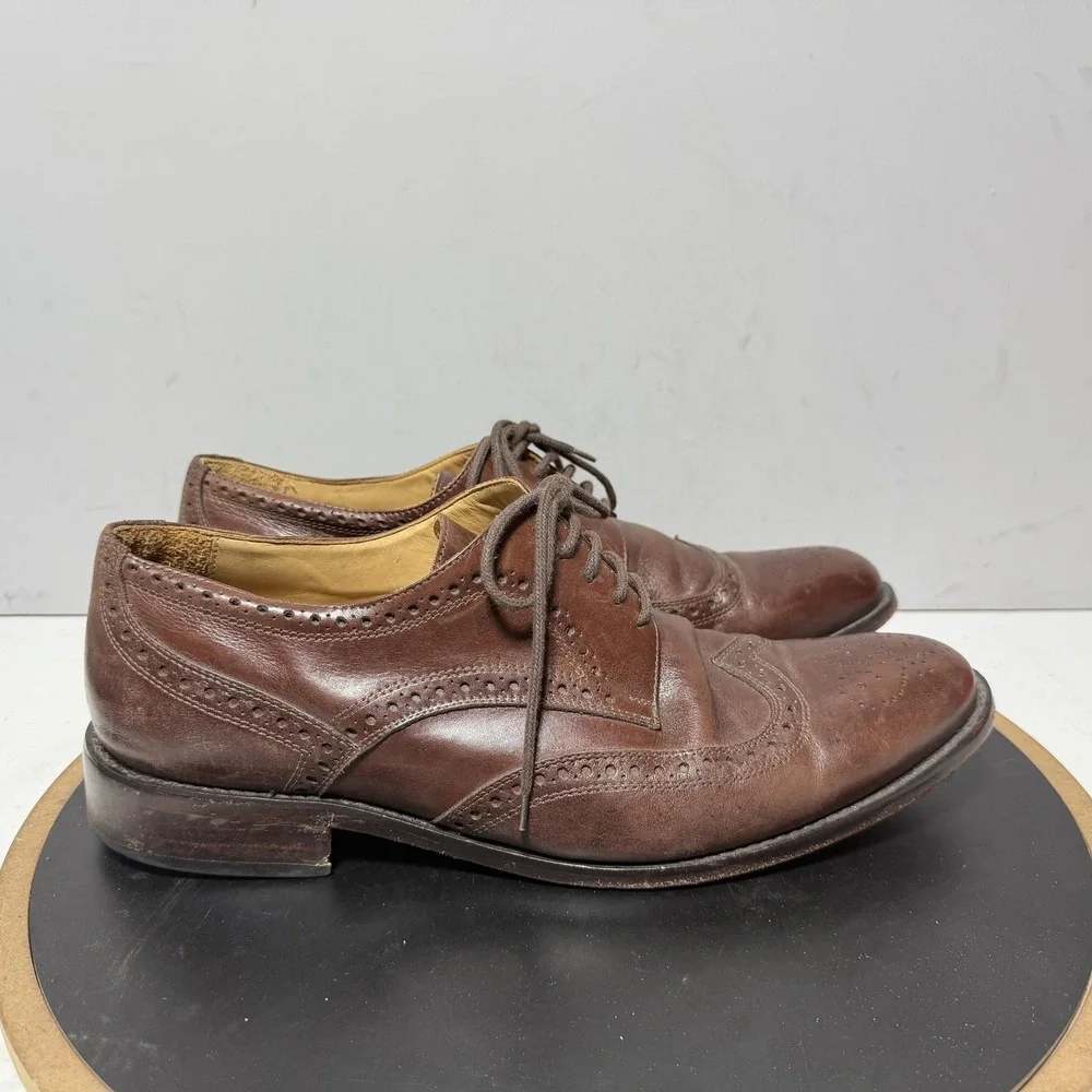 Wingtip Brogue Shoes Mens Size 10 / 43 Brown Leather Oxford Dress Classic